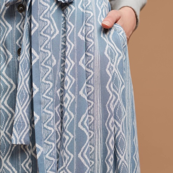 Anthropologie Blue Button Midi Skirt - Picture 3 of 4